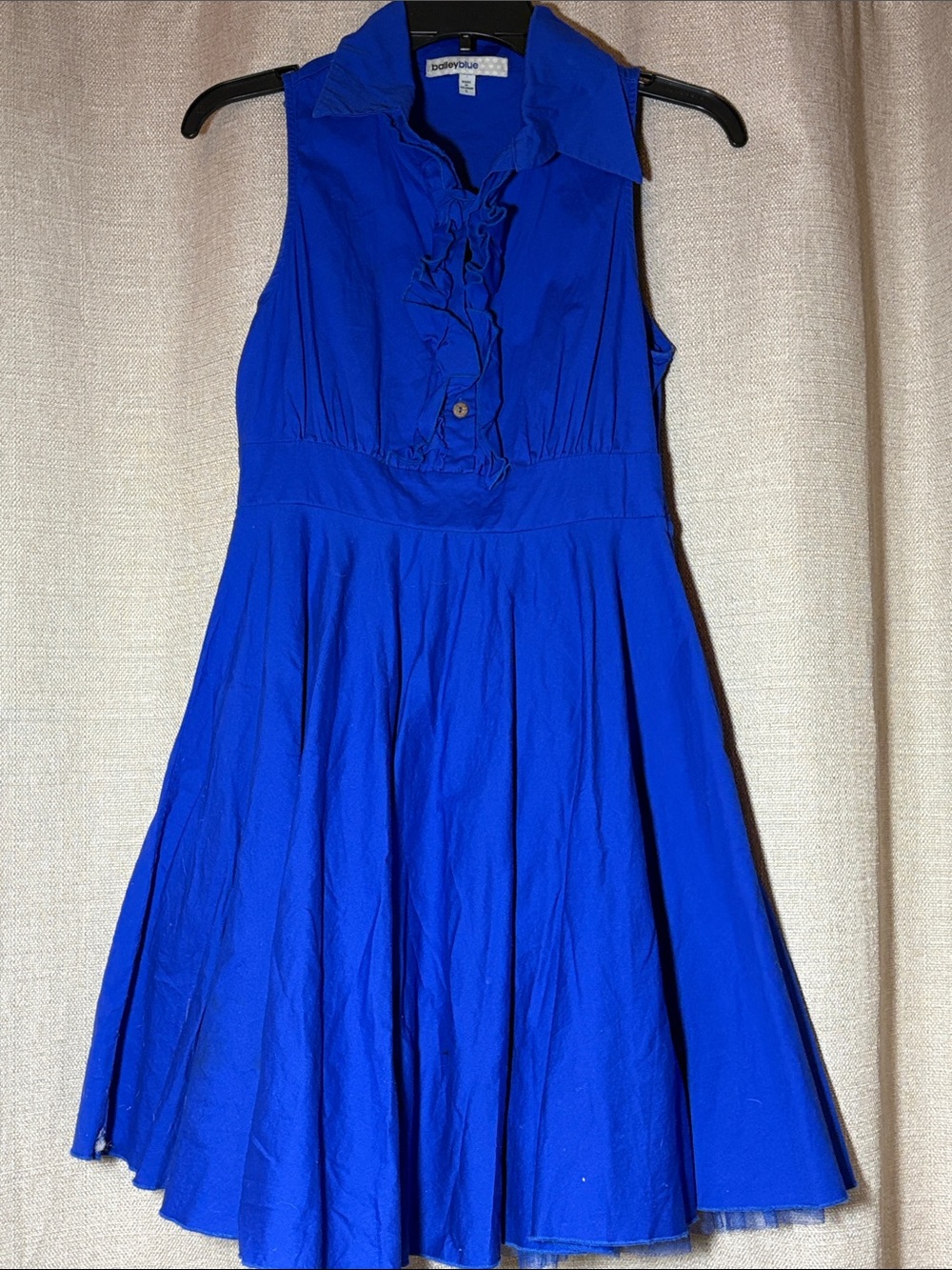 Royal Bailey Blue fit and flare dress tulle ruffled button front Small